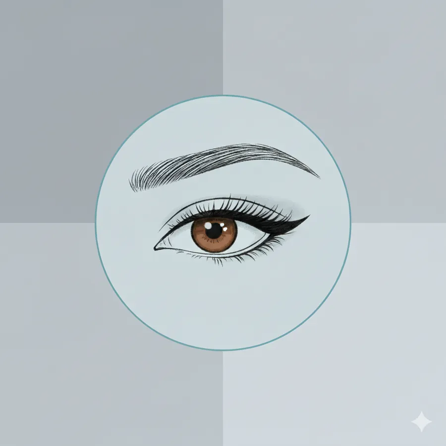 Fox eyes (badem göz) göz ve kaş hattını gösteren çizim