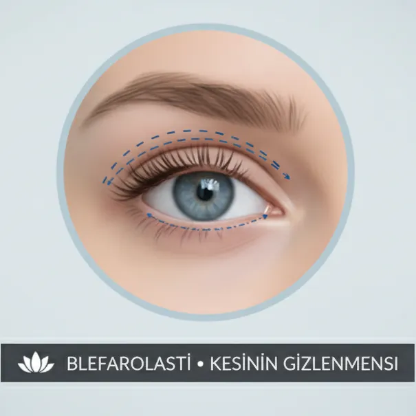Üst göz kapağı estetiğinde kesi çizgisini gösteren diyagram