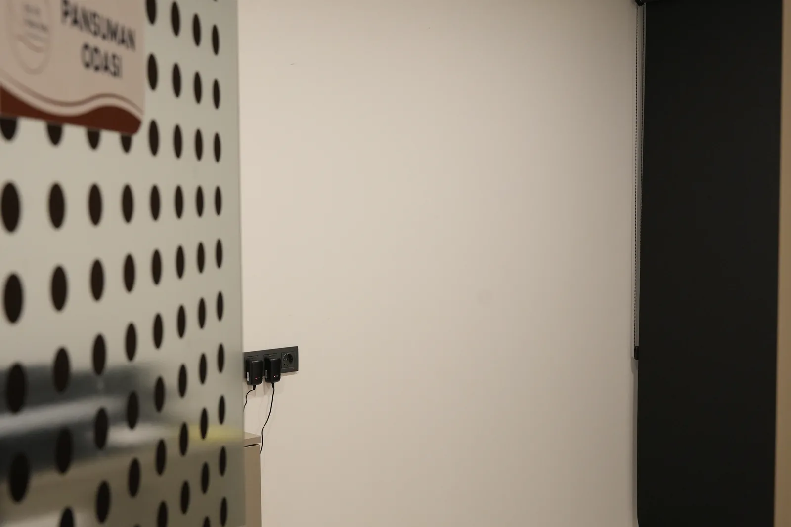 Entrance to the dressing room — frosted glass door with the 'Dressing Room' sign
